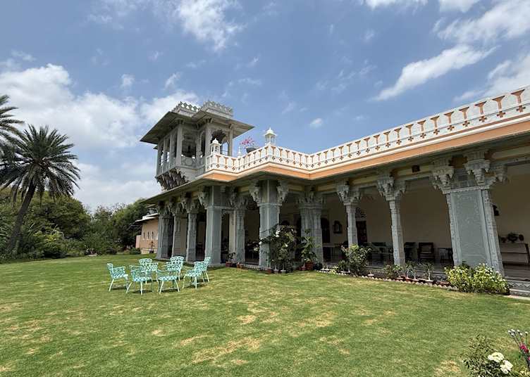 Manicured lawns at Dev Shree