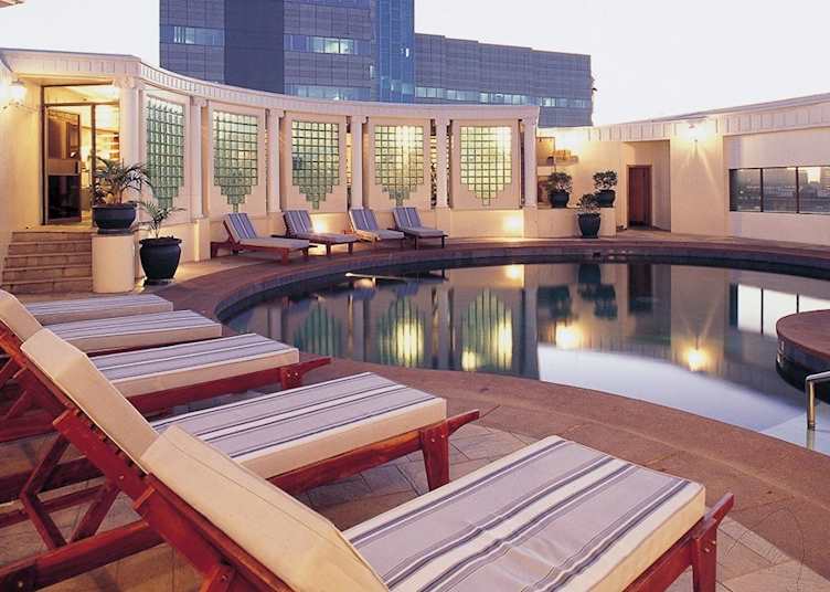 The pool at the Meikles Hotel