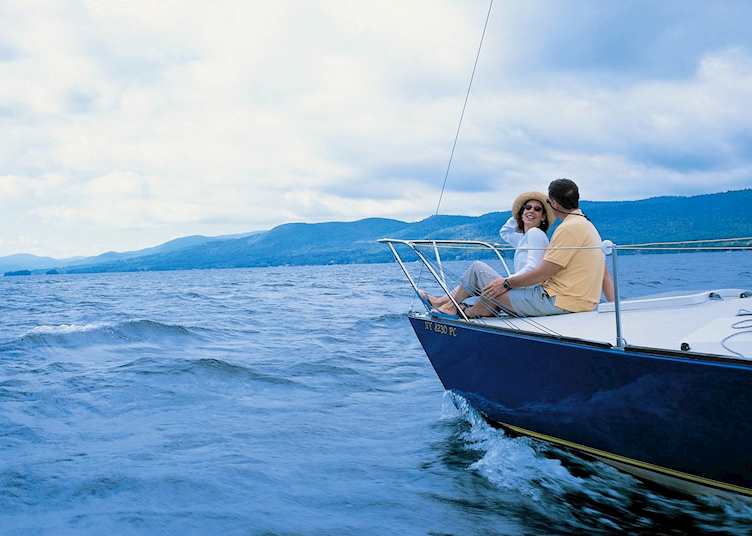 Sailing on Lake George in the Adirondack Mountains, New York State