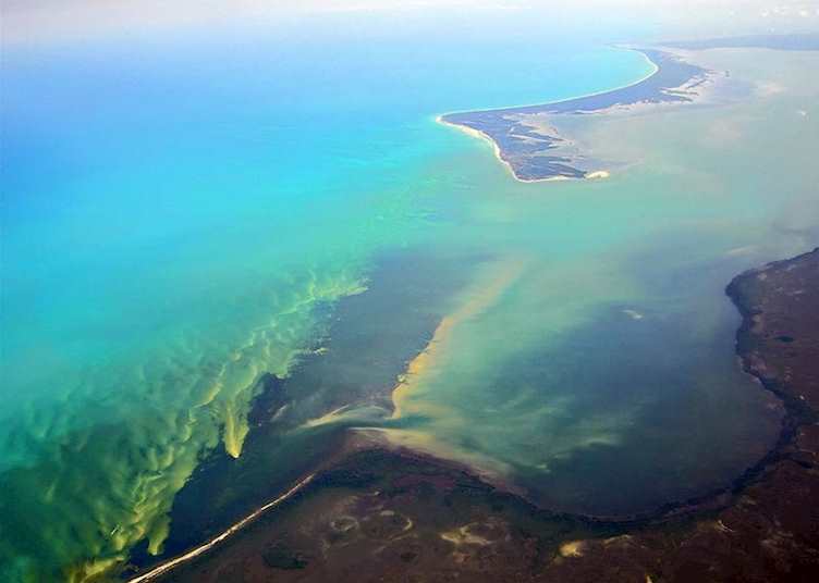 Aerial shot of Isla Holbox, Mexico