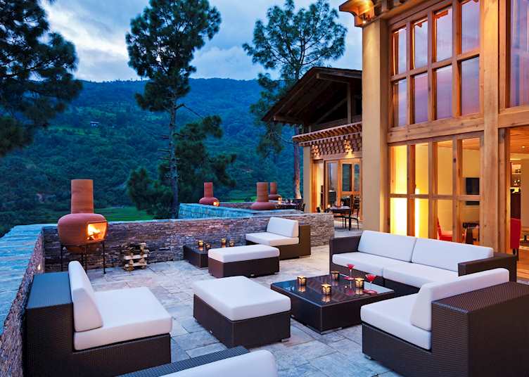 Terrace area at Uma Punakha, Punakha