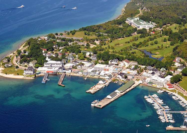 Aerial view of Mackinac Island, Michigan