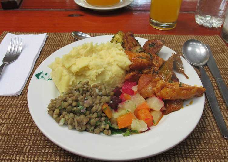 Dinner served at Posada Amazonas