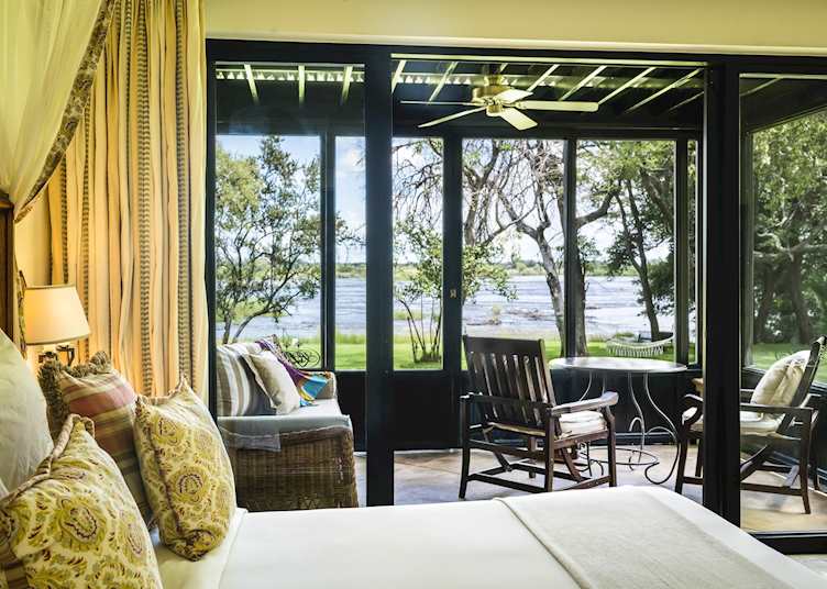 Deluxe corner room at Royal Livingstone Hotel