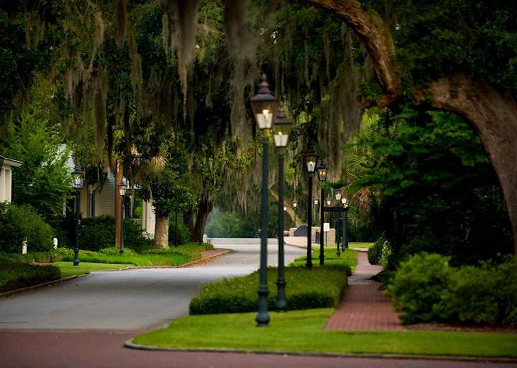 Residential street at Montage Palmetto Bluff