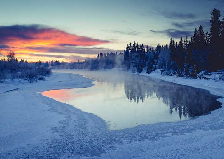Sunset at Chena River, near Fairbanks, Alaska