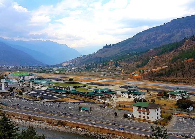 View over Paro Airport, Paro, Bhutan