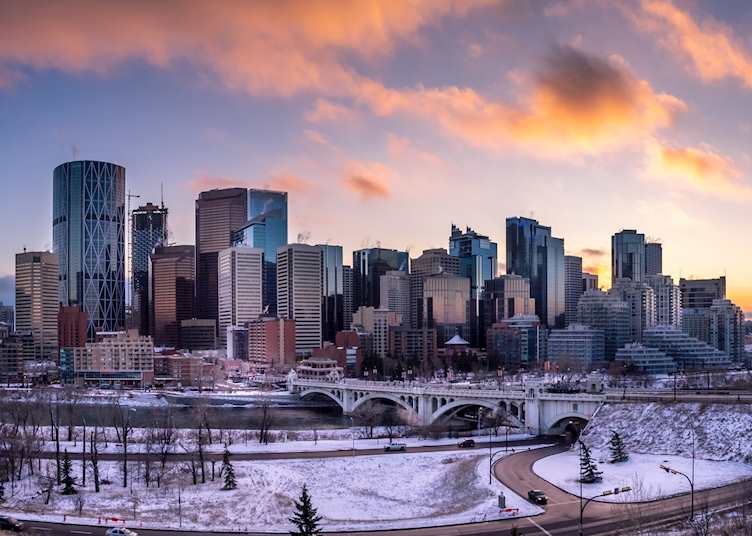 Calgary skyline in winter, Alberta