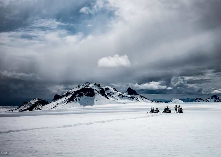 Snowmobiling on Eyjafjallajökull glacier