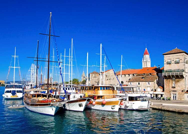 Sailboats docked in the bay, Trogir