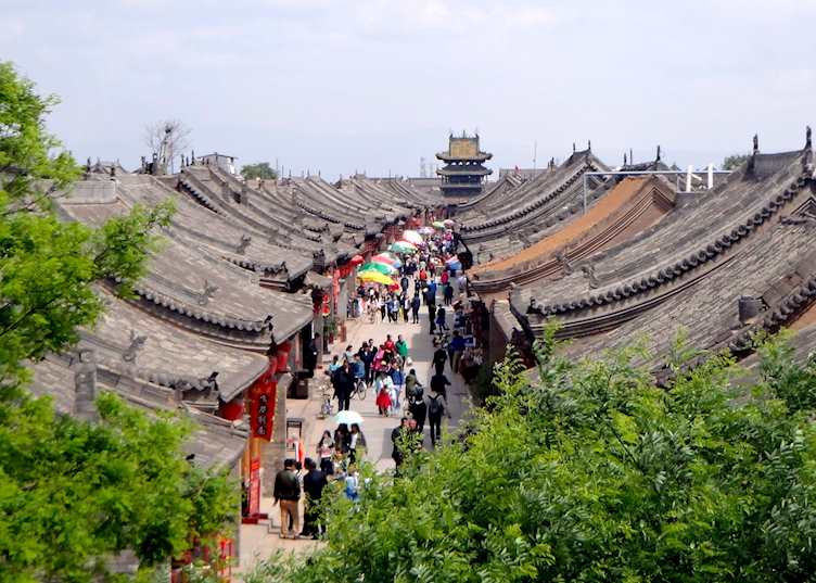 Pingyao rooftops from the ancient city walls