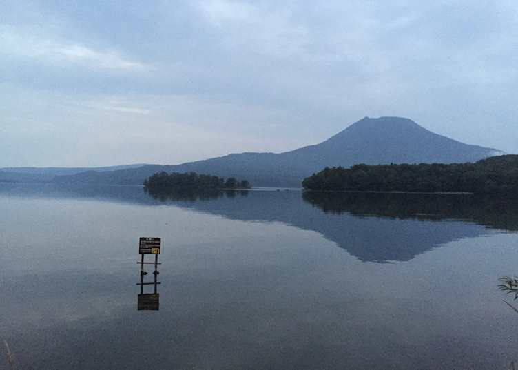 View of Lake Akan from grounds of Tsuruga Wings