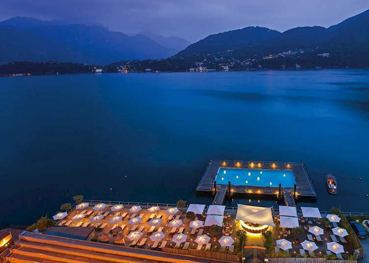 Beach by night, Grand Hotel Tremezzo, Tremezzina