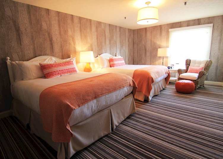 Wharfside double queen room, The Boathouse Waterfront Hotel, Kennebunkport