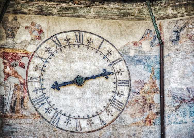 Clock and surrounding detail, Pisa, Tuscany