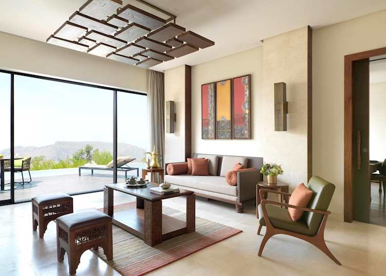 One bedroom cliff pool villa lounge, Anantara Al Jabal Al Akhdar Resort, Jebel Akhdar