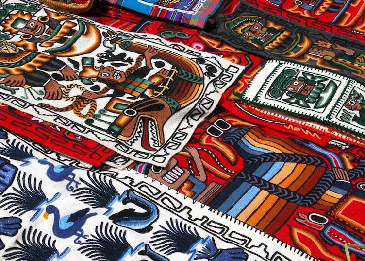 Textiles for sale, Uros Islands, Lake Titicaca