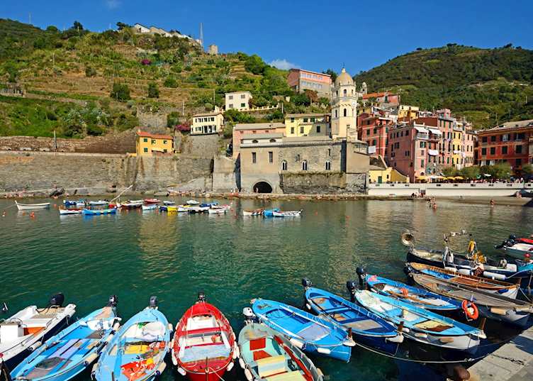 Boats docked in Vernazza, Cinque Terre