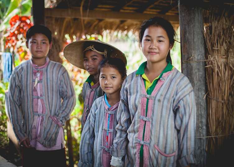 Children on a rice farm, near Luang Prabang