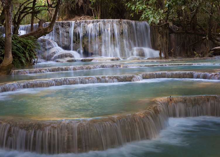 Cascading Kuang Si waterfalls in Luang Prabang, Laos