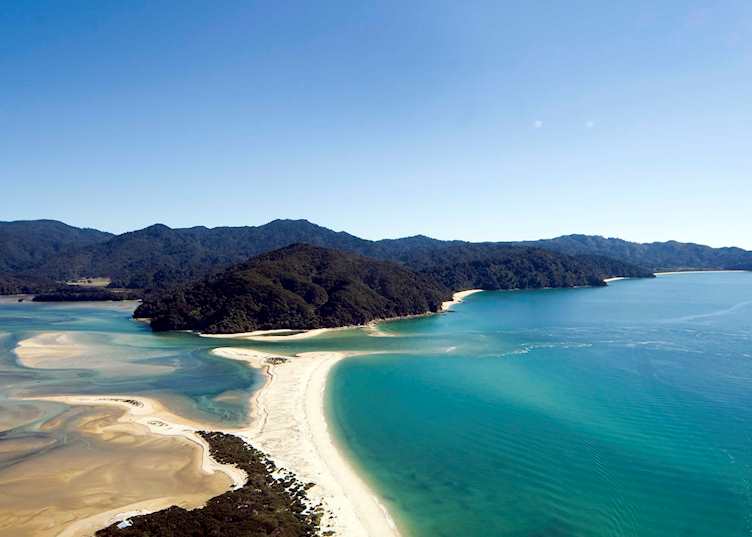 Aerial view of Awaroa Bay, Abel Tasman National Park
