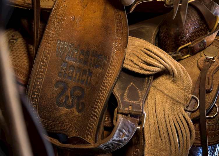 Riding tack at Wildcatter Ranch