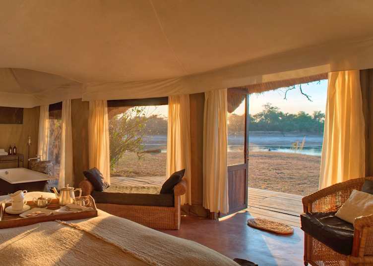 All tents offer beautiful river views at Mchenja