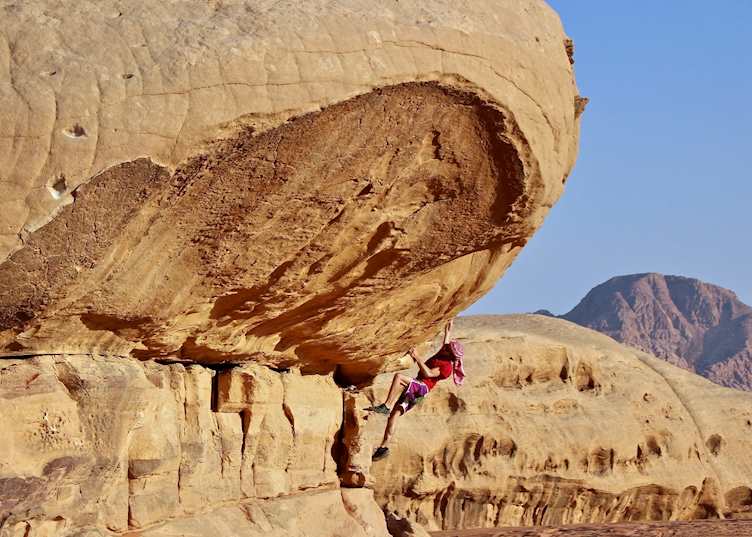 A climber free-scales one of the Seven Sights of Wadi Rum