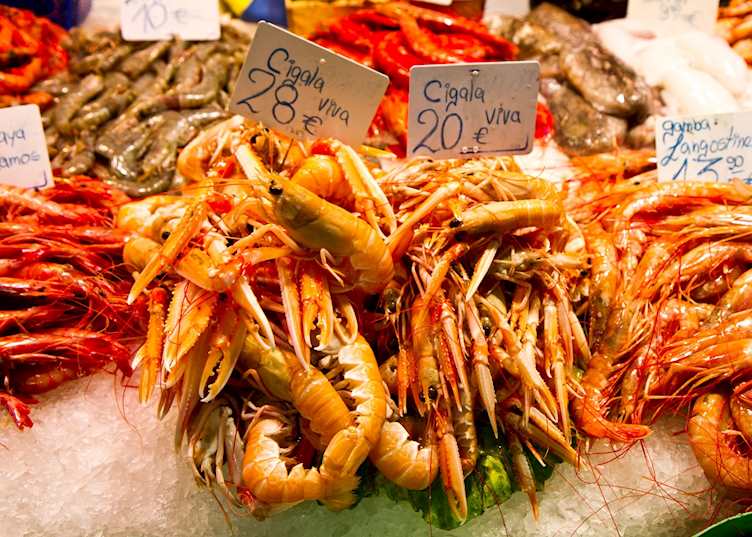 Shrimp for sale, Barcelona