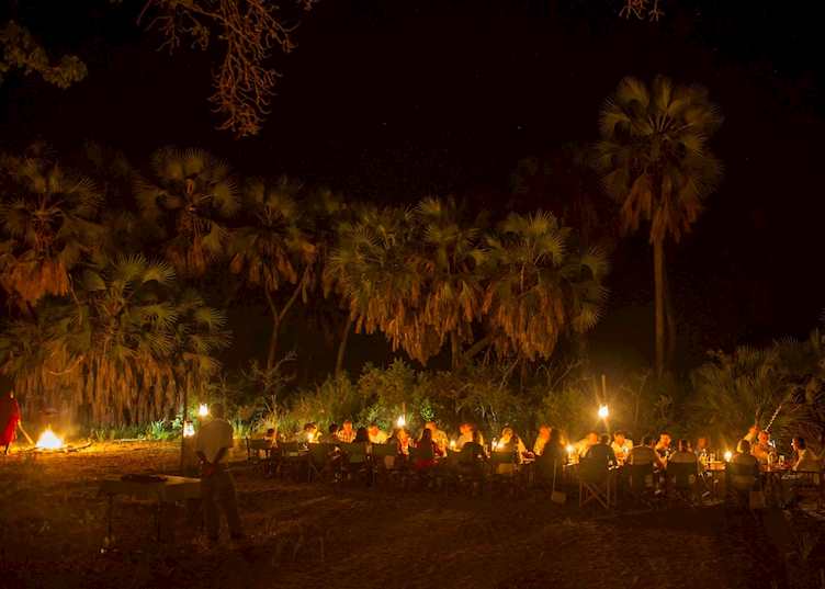 Dinner at Lake Manze Camp