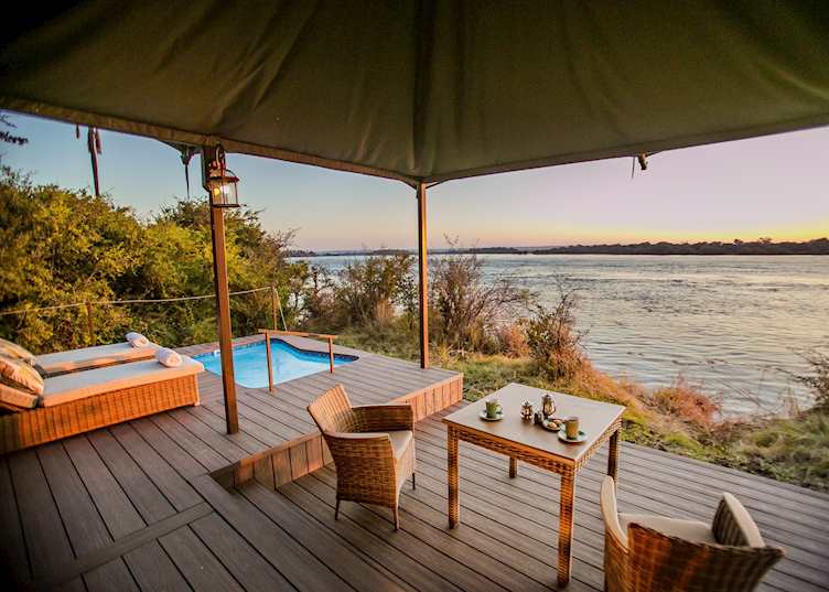 Private plunge pool with river views at Old Drift Lodge