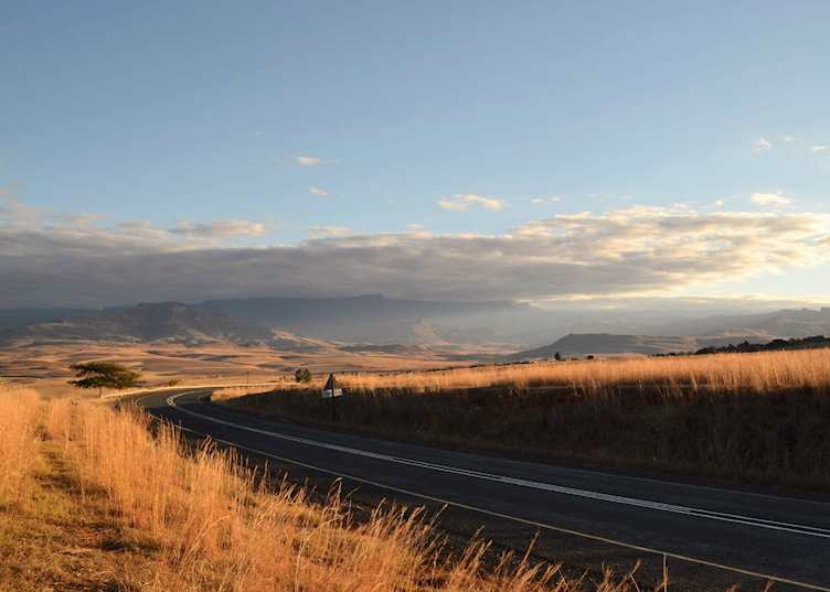 Driving through the Drakensberg Mountains