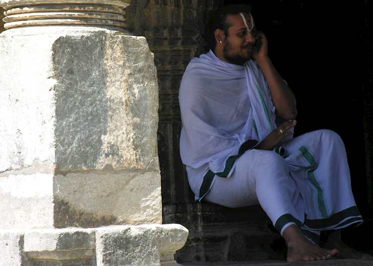 Modern priest at the Belur Temples