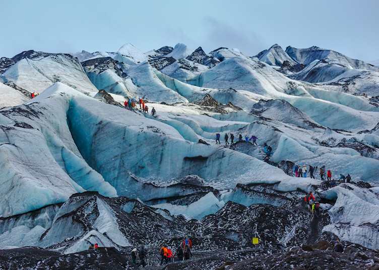 Glacier hiking on Sólheimajökull glacier 