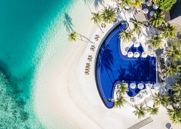 Aerial view of Conrad Maldives Rangali Island