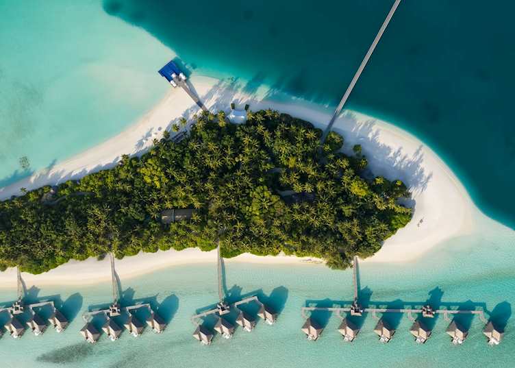 Aerial view of Conrad Maldives Rangali Island