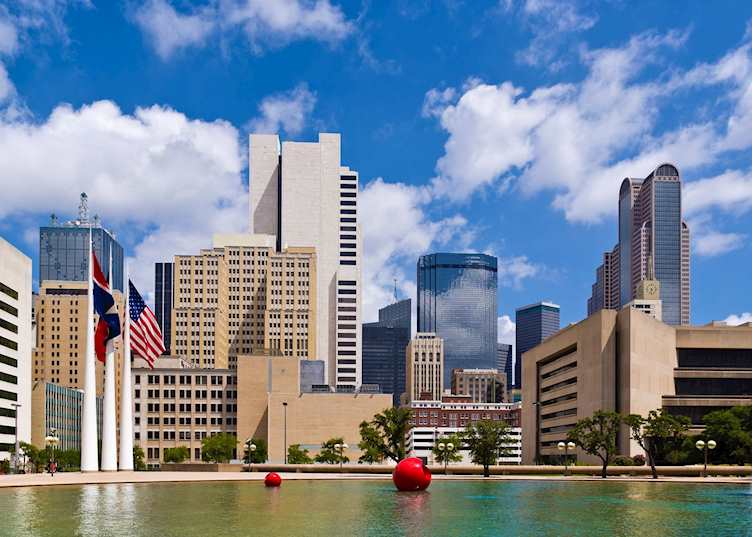 Dallas skyline viewed from reflecting pool