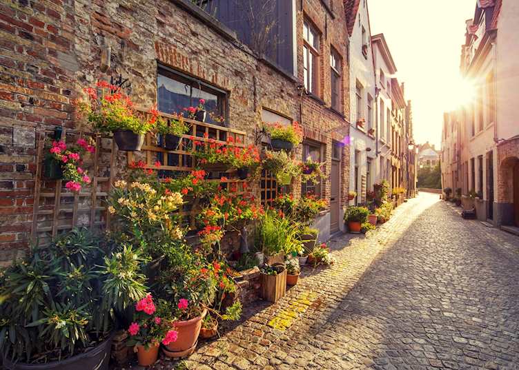Flower market in Bruges, Belgium