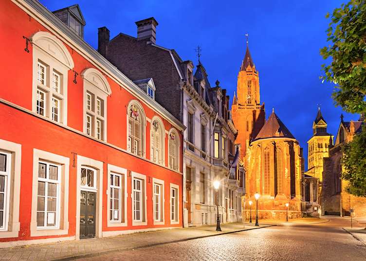 Cobbled streets and Saint John's Church, Maastricht
