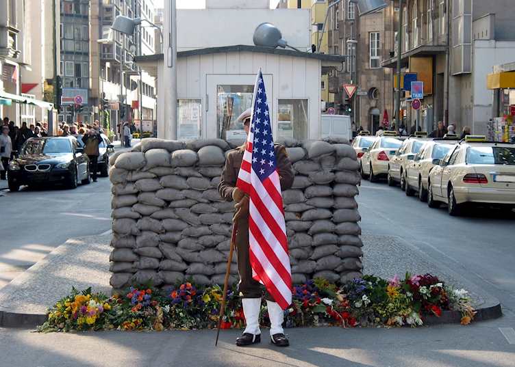 American solider at Checkpoint Charlie