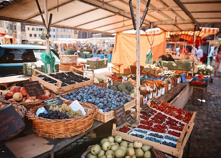 Farmer's market fruit stands, Freiburg