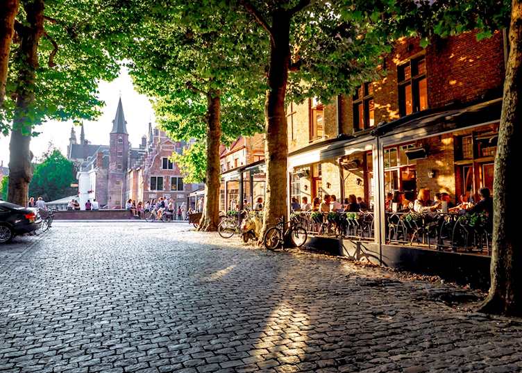 Street cafes of Bruges, Belgium