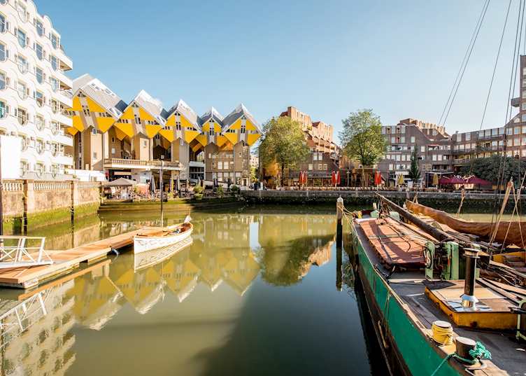 View on the Oude haven historical centre of Rotterdam city