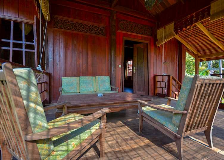 Seating area outside a villa
