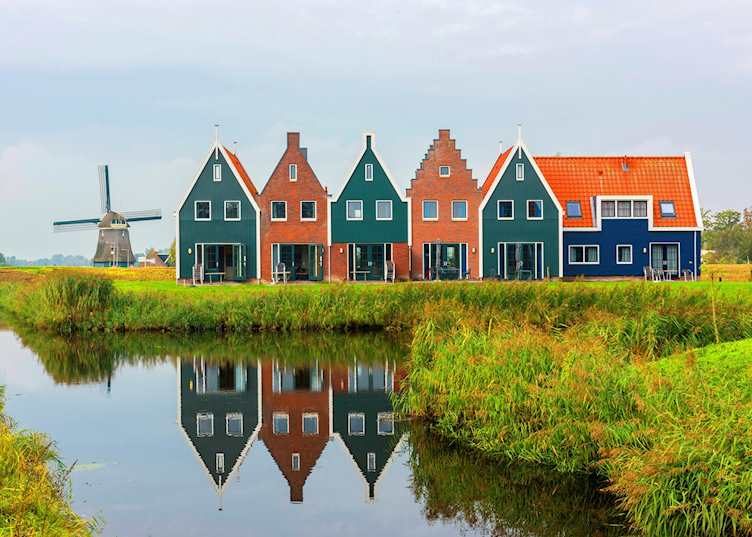 The painted houses of Volendam marina