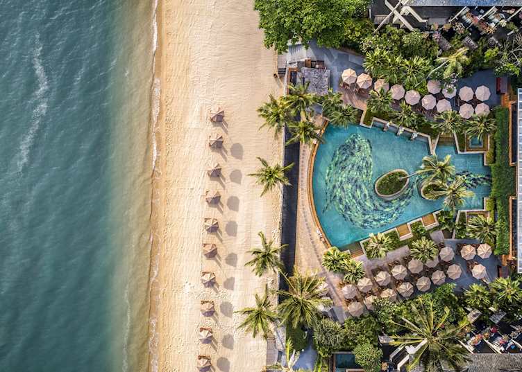 Aerial view of the beach at Anantara Bophut Koh Samui Resort