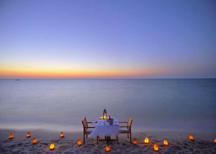 Beach dining at Azura, Bazaruto Archipelago