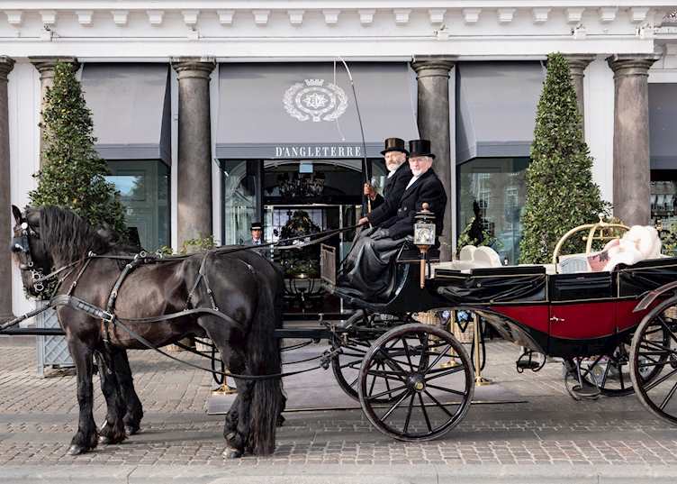 Horses in front of Hotel d'Angleterre 