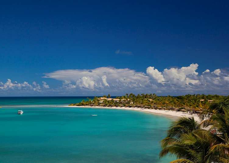 Beach view of Jumby Bay