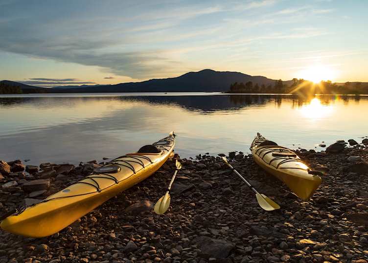 Kayaking at sunset
